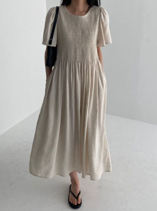 Linen smocked dress