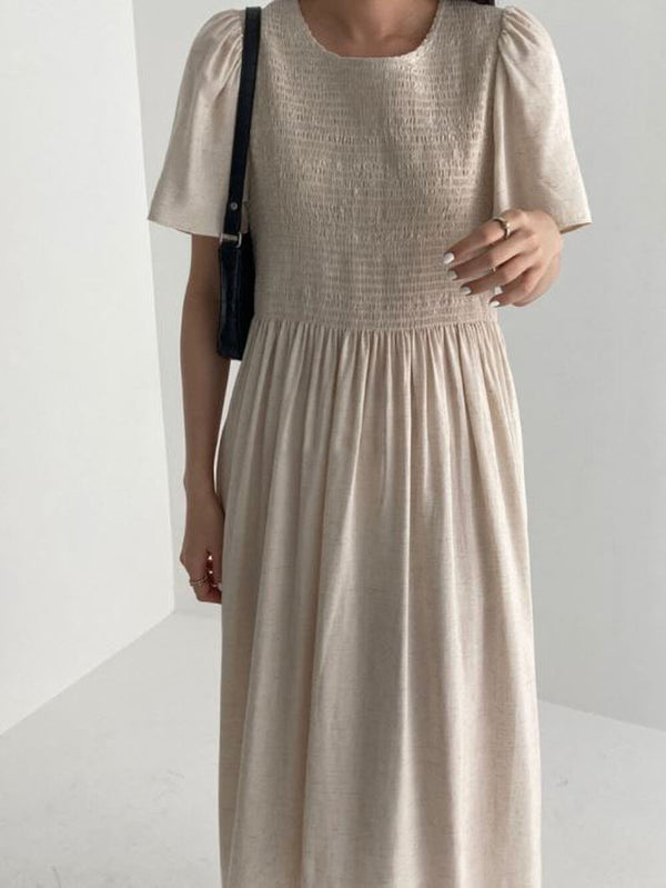 Linen smocked dress