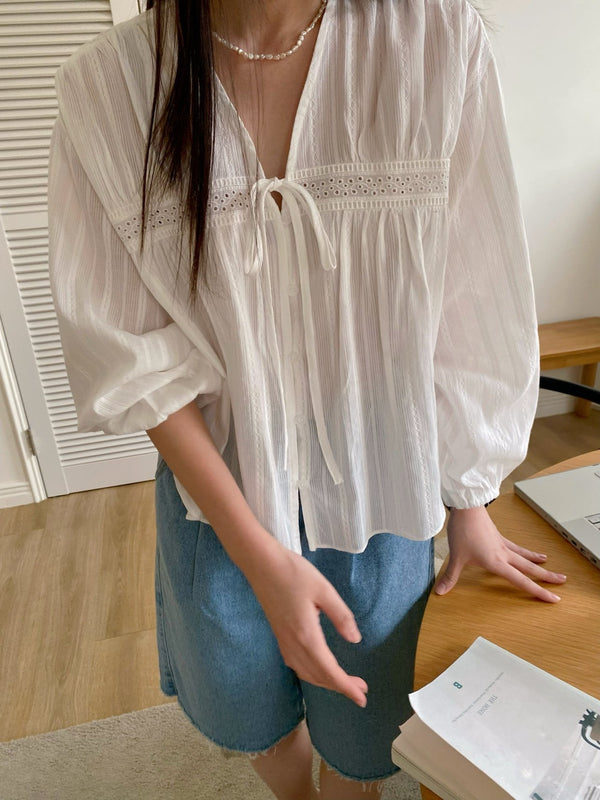 Embroidered eyelet blouse