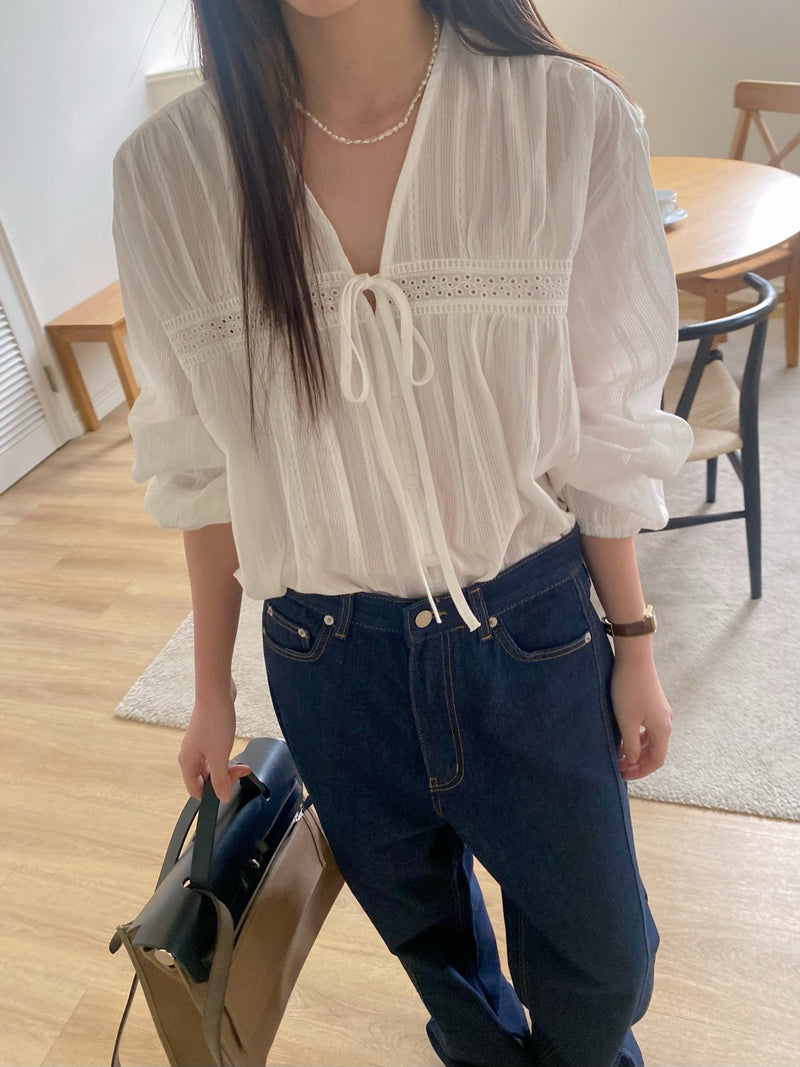 Embroidered eyelet blouse