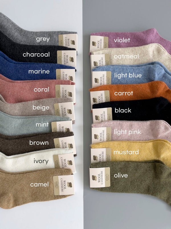 [17 colors] Wool-blend socks (2 packs)